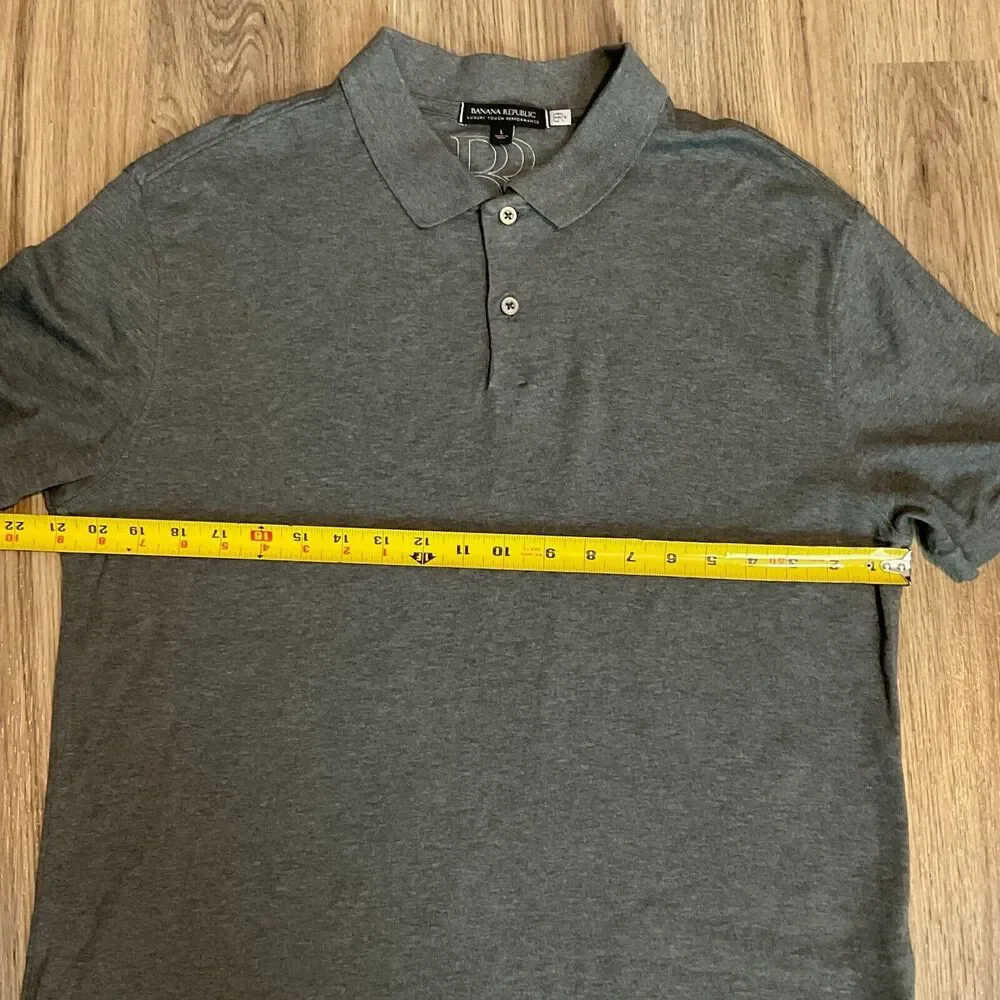 Banana‎ Republic Luxury Touch Performance Men Gray Short Sleeve Pullover Polo L